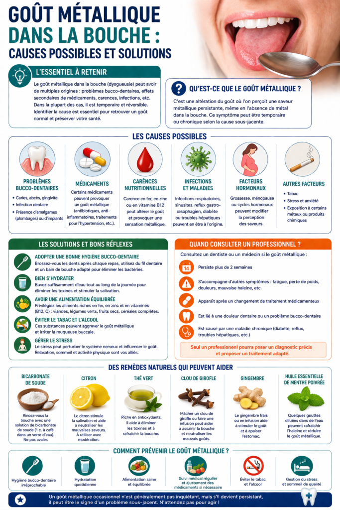 Goût métallique dans la bouche causes possibles et solutions