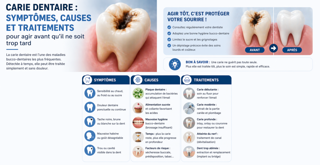 Tout savoir sur les caries symptômes, causes, traitements et prévention pour une bonne santé bucco-dentaire