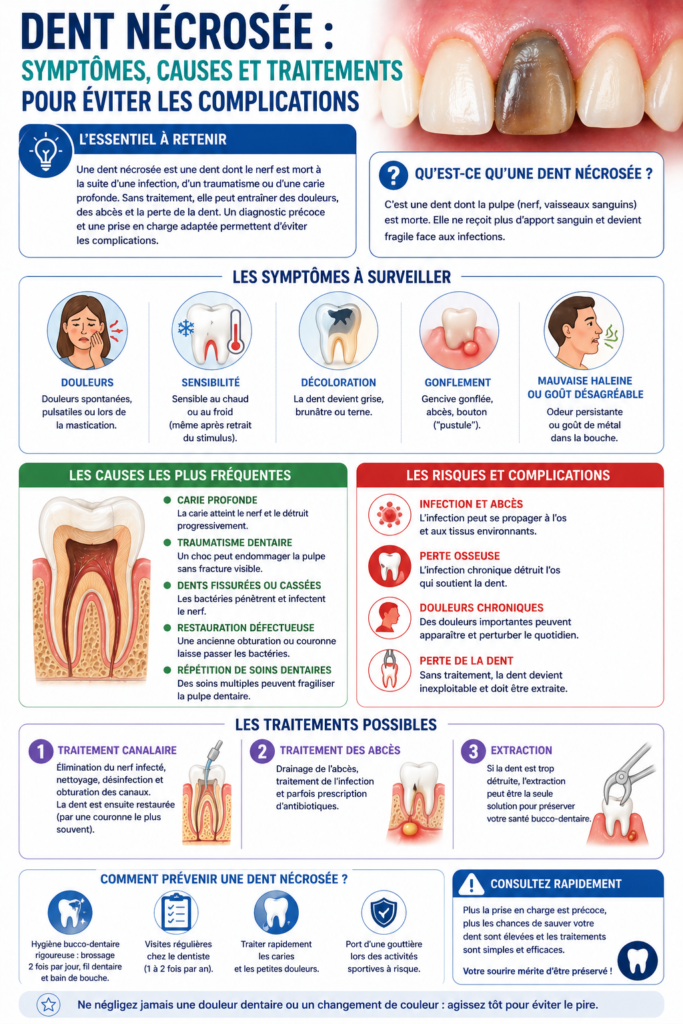 infographie tout savoir sur la dent nécrosée